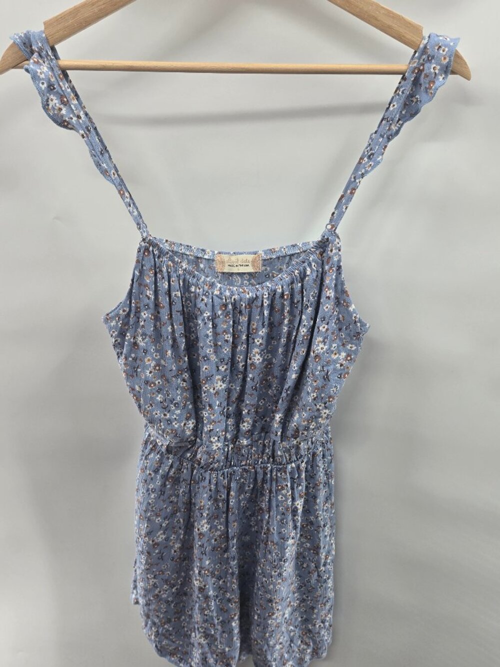 Altar'd State Blue Floral Tie Strap Romper Size Small